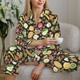 thumbnail image 4 of Goofa Fruits Printed Women’s 2 Piece Pajama Set Super,Pajamas Women's Long Sleeve Sleepwear Soft Button Down Loungewear Pjs Lounge Set Nightwear-Large, 4 of 9