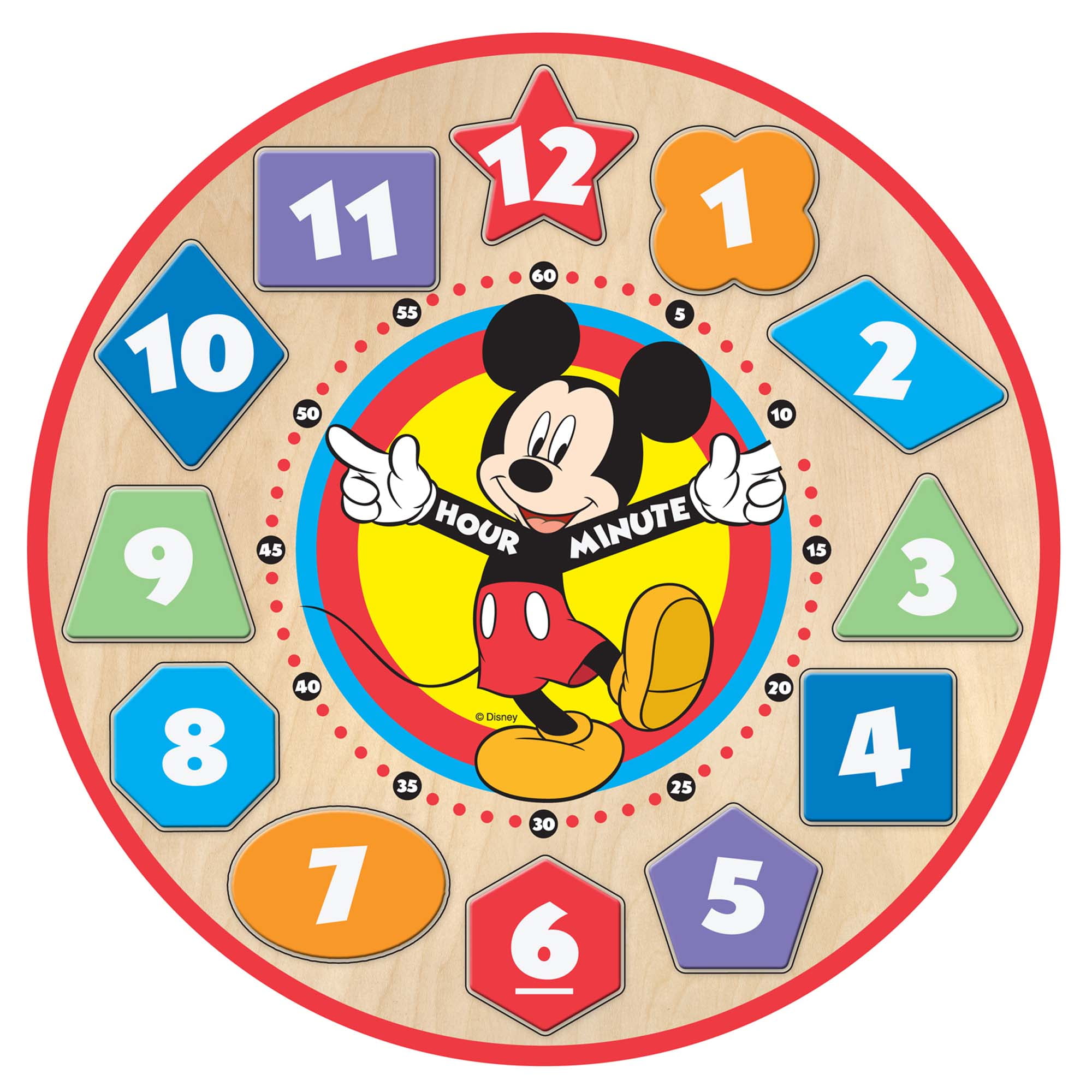 Melissa & Doug Disney Mickey Mouse Wooden Shape Sorting Clock Ages 3 