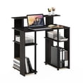 thumbnail image 2 of Furinno Jaya 35.3 Inch Black Computer Desk with Raised Hutch and Open Shelf, Gaming Desk, Office Desk for Home Office, Bedroom, Black Walnut, 2 of 6