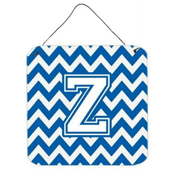 Letter Z Chevron Blue & White Wall or Door Hanging Prints, 6 x 0.02 x 6 in.