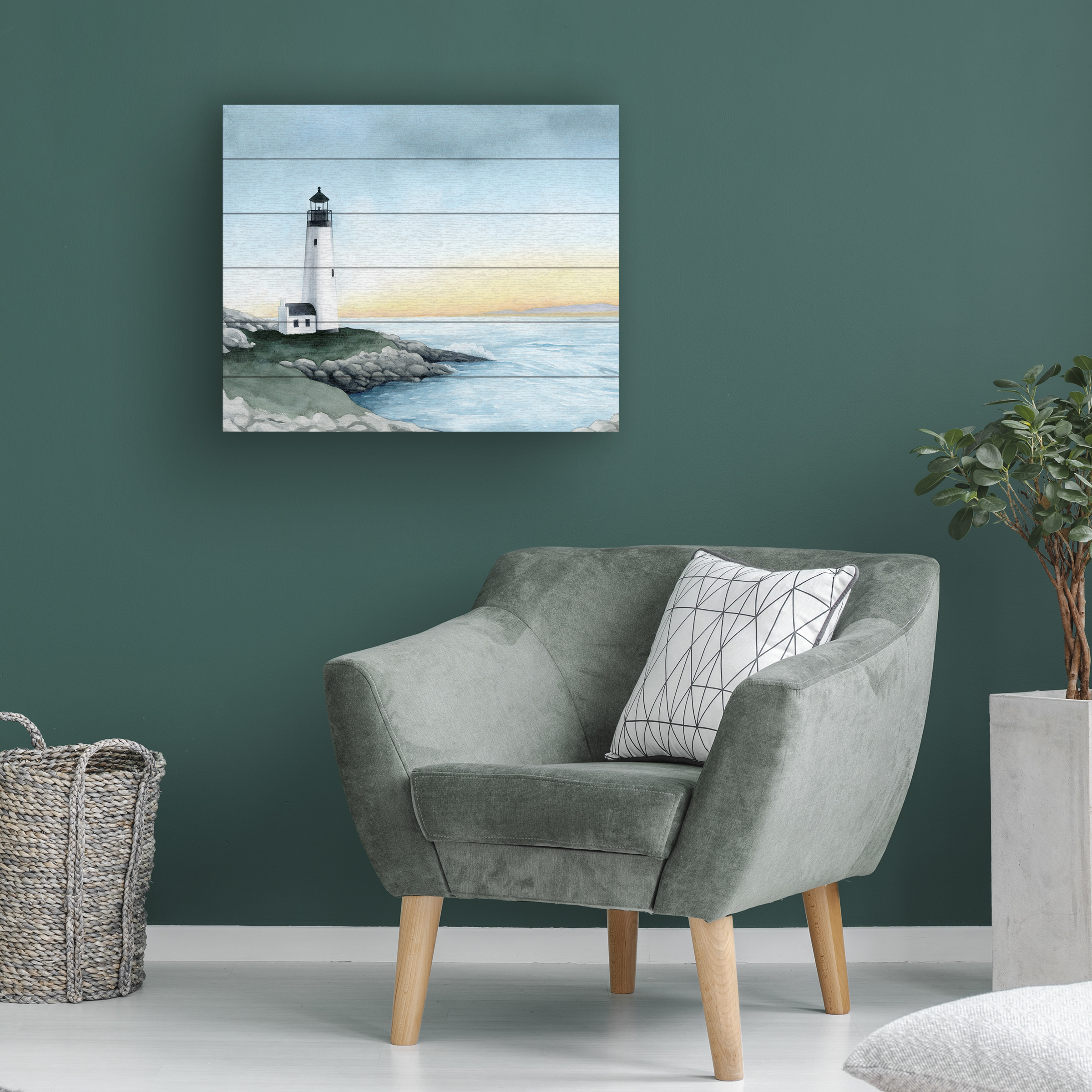 Grace Popp 'Lighthouse Bay I' Wood Slat Art 18x22