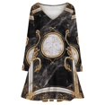 thumbnail image 3 of Luxury Marble Print Long Sleeve Dresses For Women Vintage Elegant Party Dress Oversized V-neck Dress S-8XL, 3 of 7