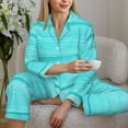 thumbnail image 6 of Yiaed Turquoise Wooden Print Pajamas Women's Long Sleeve Sleepwear Soft Button Down Loungewear Pjs Lounge Set Nightwear Womens Pajama Pants-Medium, 6 of 7
