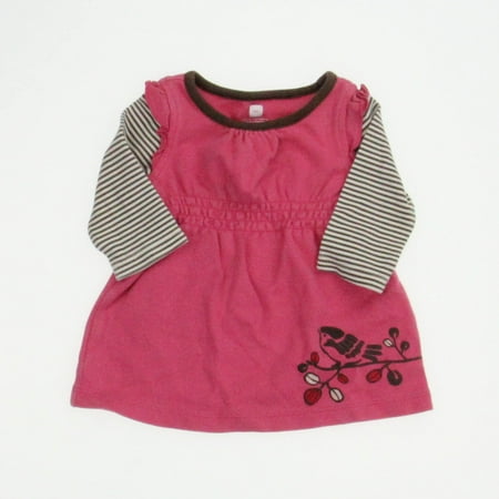 

Pre-owned Tea Girls Pink |Brown Stripe Dress size: 3-6 Months