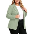 thumbnail image 6 of Hueook Women Blazer Lightweight Long Sleeve Lapel Blazer with Pockets and Buttons Casual Plus Size Jacket Green 2X, 6 of 8
