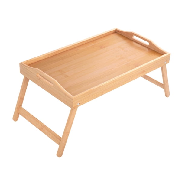 Bandeja de bandeja de bambú bandeja para la cama, soporte de lectura, escritorio de laptop mini mesa ligera, para dormitorio, sofá lectura de lectura madera