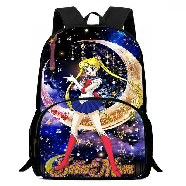 Juego de 3 piezas de Anime Sailor Moons, mochila de hombro para niños, estuche para lápices, mochilas escolares de gran capacidad para niños y niñas, el mejor regalo