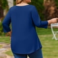 thumbnail image 5 of Dwralegc Womens Plus Size Tops Tunic Crewneck Loose Blouses with Asymmetrical Hem 3/4 Sleeve Fall 2026 Clothes Basic Loose Fit with Asymmetrical Hem Tops Dark Blue 4XL, 5 of 5