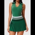 thumbnail image 4 of Falda de Tenis para Mujer, Falda de Golf Acanalada, Falda Deportiva Plisada con Media Cremallera, Pantalones Cortos y Sujetador Incorporados Verde M, 4 of 8