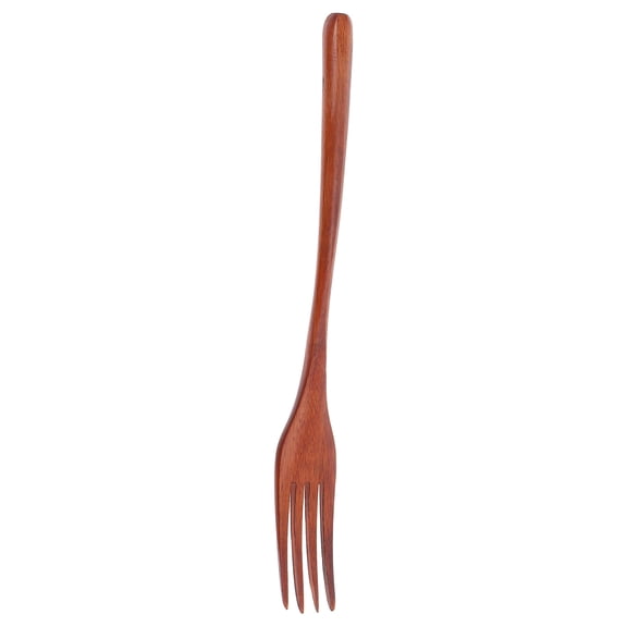 Supvox Wooden Kitchen Fork Long Handle Heat Resistant Fork for Kitchen Use Brown
