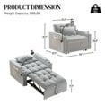 thumbnail image 3 of Wiilayok 3 in 1 Single Sleeper Sofa Chair with Pullout Bed, Convertible Pull Out Couch with Adjustable Backrest, Modern Velvet Chaise Lounge with USB Port & Cupholder for Small Spaces,Light Grey, 3 of 7