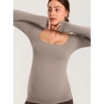 thumbnail image 3 of Long Sleeve Maternity Tops Square Neck Pregnancy Basic Shirts Soft Casual Tee, 3 of 5