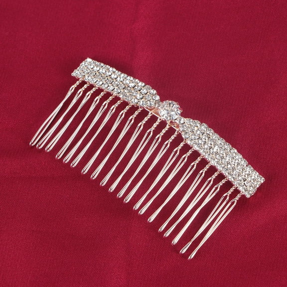 NICEXMAS Rhinestone Combs For Hair 1Set Silver Alloy For Women Elegant Bridal Accessory
