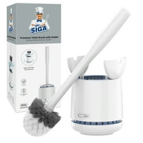 MR.SIGA Premium Toilet Bowl Brush and Holder for Bathroom Cleaning, White, 1 Pack