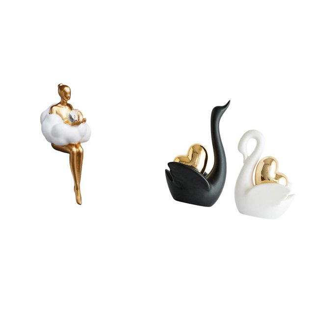 Figuras de cisne de niña, escultura de arte abstracto, personaje de resina creativo, estatua, adorno de mesa, decoración de pareja para la oficina, es