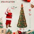 thumbnail image 2 of CAPHAUS 7.5 Feet Artificial Pop Up Christmas Tree w/ 2 Red & Golden Ribbon, 450 LED Lights, Foldable, Pre-Hinged, with Green Metal Stand, for Indoor, Office, Party, Holiday Decoration, 2 of 9
