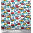thumbnail image 1 of Soimoi Rayon Fabric Artistic Floral & School Bus Kids Fabric Prints by Yard 56 Inch Wide, 1 of 1