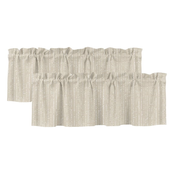 2 Pack Cream Faded Stripes Valance for Window Vintage Abstract Art Minimalist Dots Lines Kitchen Valance Rod Pocket Short Curtain Topper Decorative Window Treatment for Living Room Bedroom 42"x12"