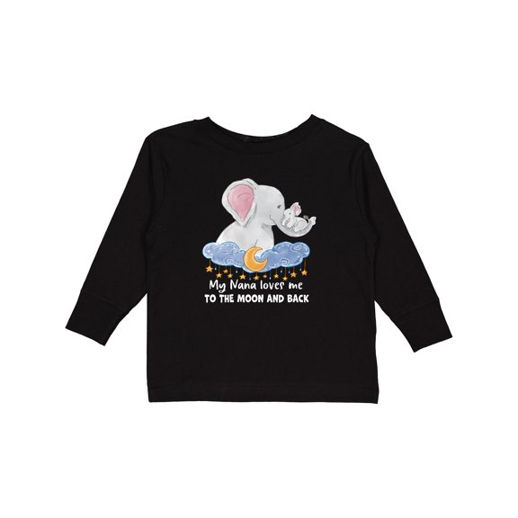 Inktastic My Nana Loves me to the Moon and Back Elephant Family Boys or Girls Long Sleeve Toddler T-Shirt