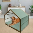 thumbnail image 2 of Fleur De Lis Pet House, Abstract Geometric Pattern with Rectangles and Royal Lilies Floral Elements, Outdoor & Indoor Portable Dog Kennel with Pillow and Cover, 5 Sizes, Reseda Green, by Ambesonne, 2 of 4