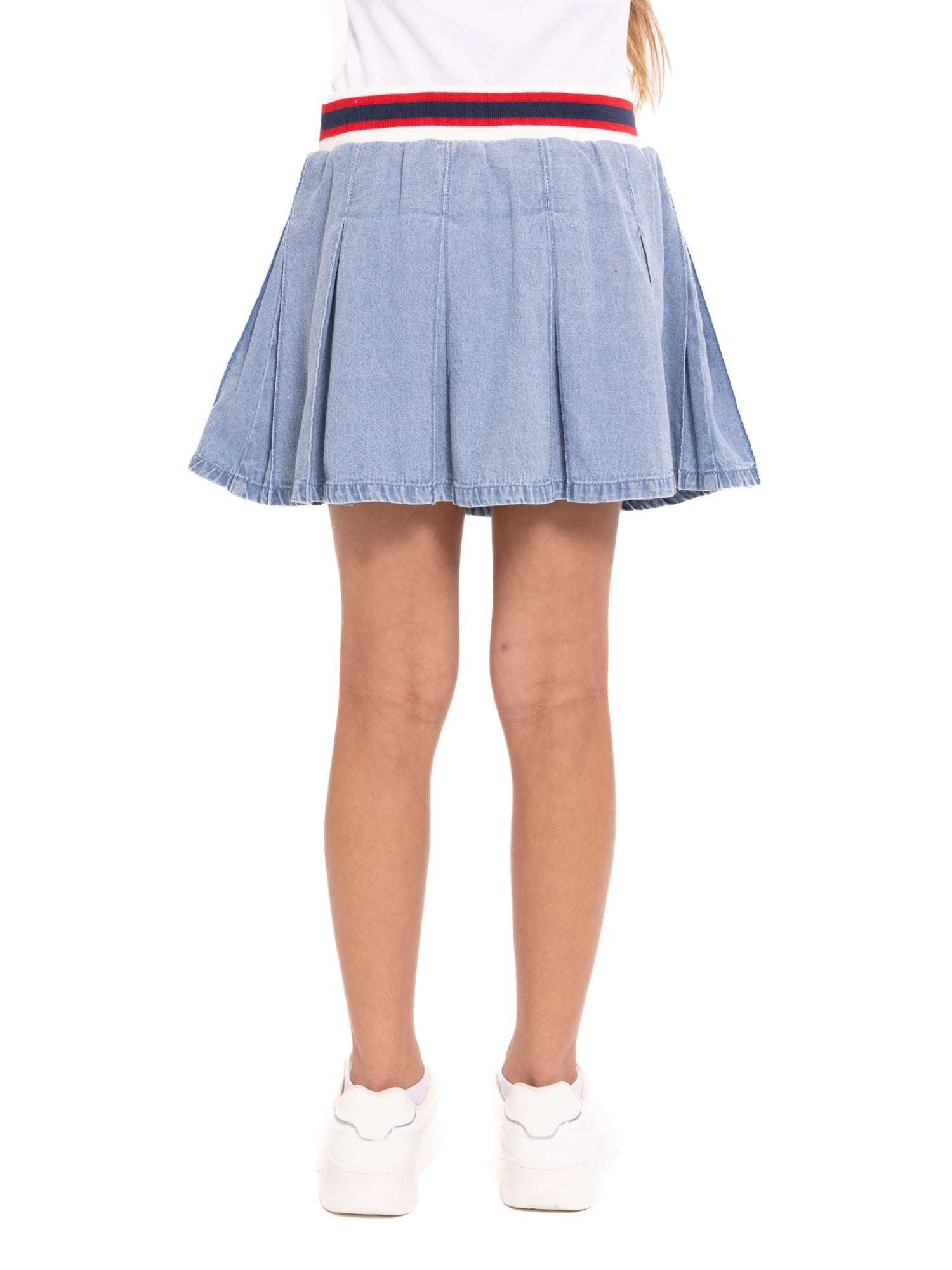 Wonder Nation Hello Kitty Girls Cotton Denim Pleated Skort, Sizes 4-18
