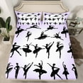 thumbnail image 2 of jejeloiu Ballet Girls Twin Sheet Sets,Ballerina Silhouette Twin Fitted Sheet,Purple White Black Flat Sheet For Girls,Lightweight Room Decor,3pcs, 2 of 7
