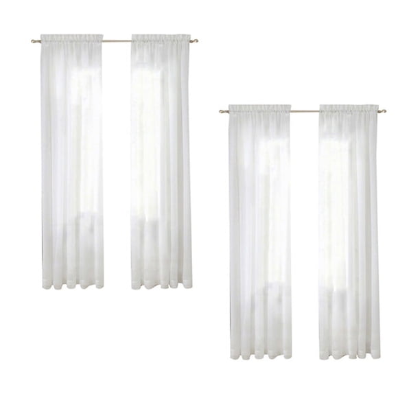 Cortinas Transparentes Blancas para Ventana 90 Pulgadas de 4 Paneles Cortinas Blancas Transparentes Cortinas Transparentes Panel Básico de Bolsillo de Varilla