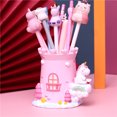 thumbnail image 2 of Soporte para bolígrafos con forma de castillo de unicornio, resina rosa, con forma de corazón, 16 cm, 2 of 2