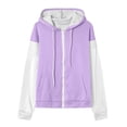 thumbnail image 5 of Jsaierl Women's Trendy Color Block Zip Up Hoodies Sweatshirts with Drawstring and Kangaroo Pocket Oversized Sporty Tops S-2XL, 5 of 6