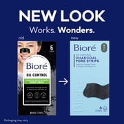 Biore Charcoal Blackhead Remover Pore Strips, Deep Cleansing Nose Strips for Skin Care, 6 Ct