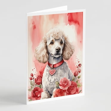 Poodle Valentine Roses Greeting Cards Pack of 8 7 in x 5 in