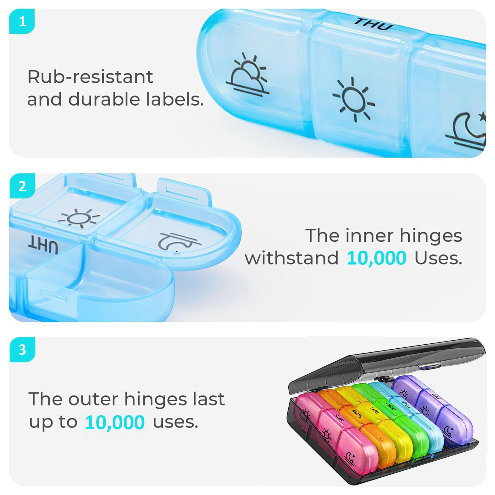 OAZOUF Weekly Pill Organizer 3-Times-a-Day photo 7