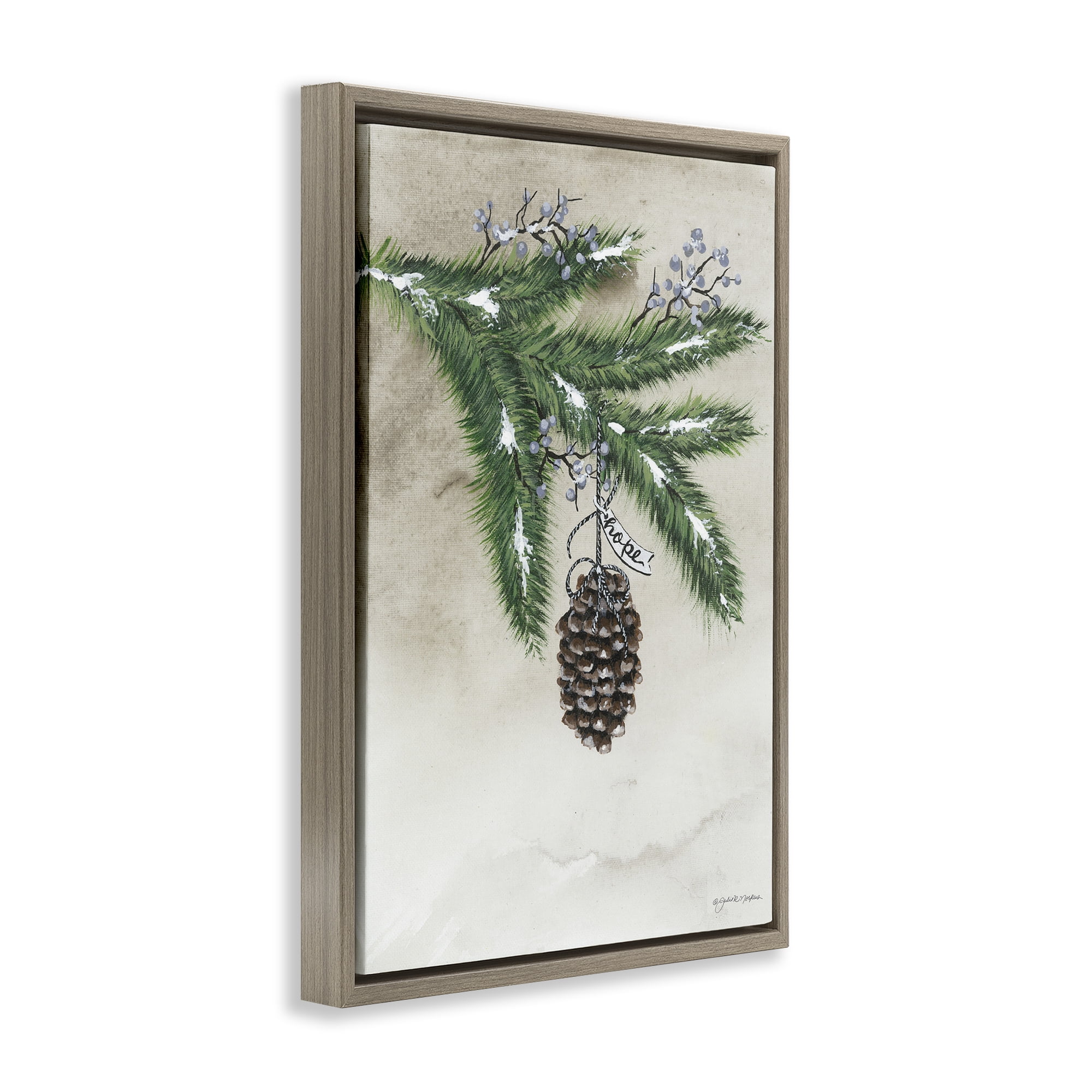 Stupell Industries Dangling Rustic Pine Cone Botanical & Floral Painting Brown Floater Framed Art Print Wall Art, 21 x 31