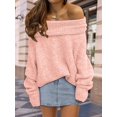thumbnail image 6 of Womens Off The Shoulder Sweater Oversized Batwing Sleeve Loose Pullover Sweaters Tops, 6 of 13