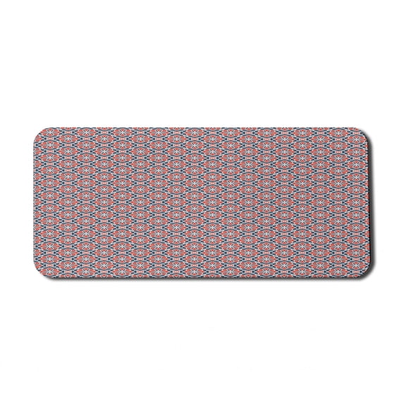 Abstract Computer Mouse Pad, Classic Geometric and Ornamental Flower Inspired Formations, Rectangle Non-Slip Rubber Mousepad X-Large, 35" x 15" Gaming Size, Sky Blue Burnt Sienna, by Ambesonne