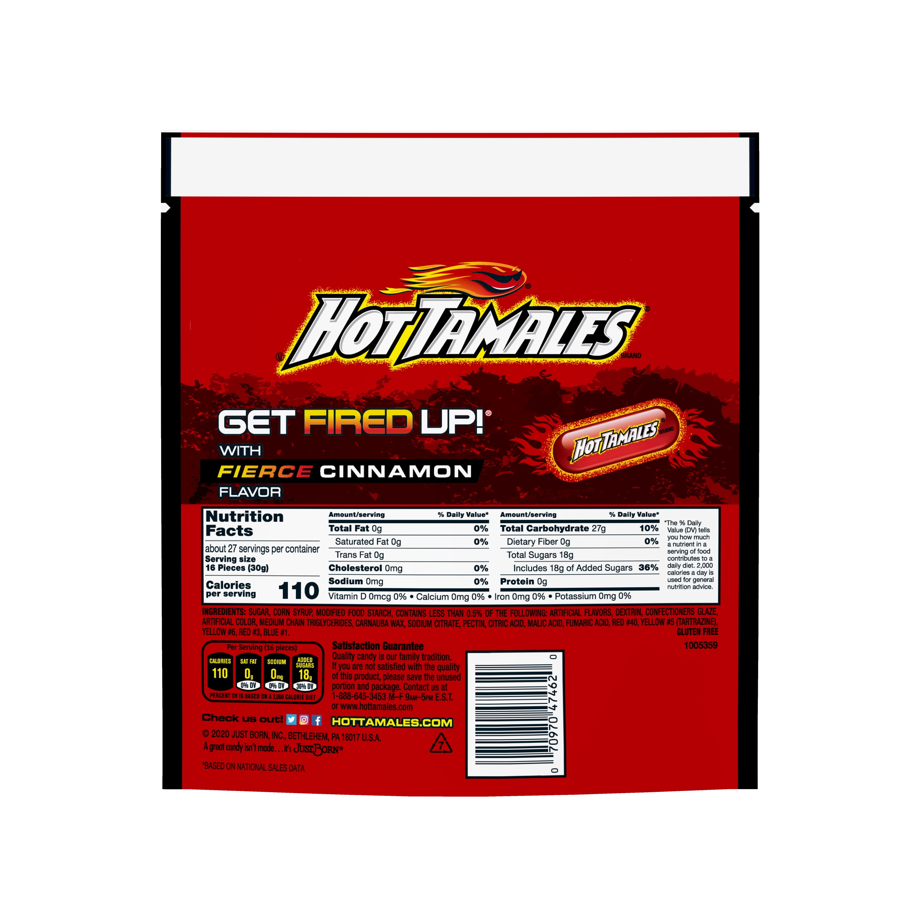 (4 pack) Hot Tamales Fierce Cinnamon Chewy Candy, 28.8 ounce Stand Up Bag, 1 count