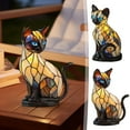 thumbnail image 4 of Stained Glass Cat Lamp, Resin Night Light with Warm Glow, USB Powered Decorative Table Lamp for Bedroom, Living Room, Office, Gift for Cat Lovers, Cozy Ambient Lighting, 4 of 5