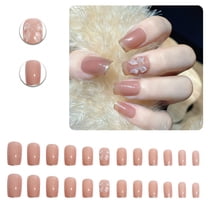 RAGUPEL 24Pcs Glue on Nails for Women,Dimensional Bow Nail Wraps for Short Nails,Gold Glitter Nails Press Ons,Cute Nails for Daily Life,Dating and Gatherings,Style1