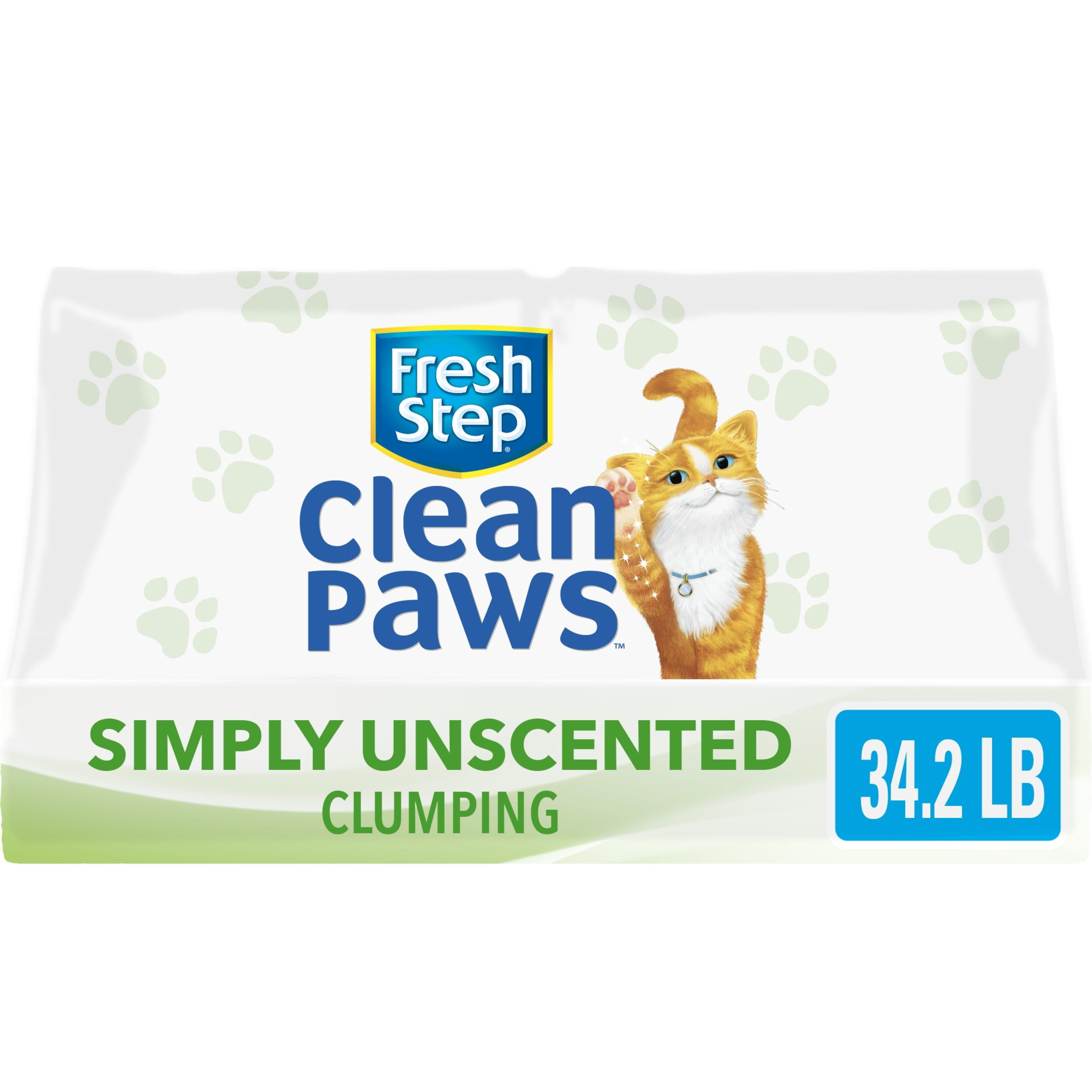 Fresh Step Clean Paws Simply Unscented Clumping Cat Litter 34.2