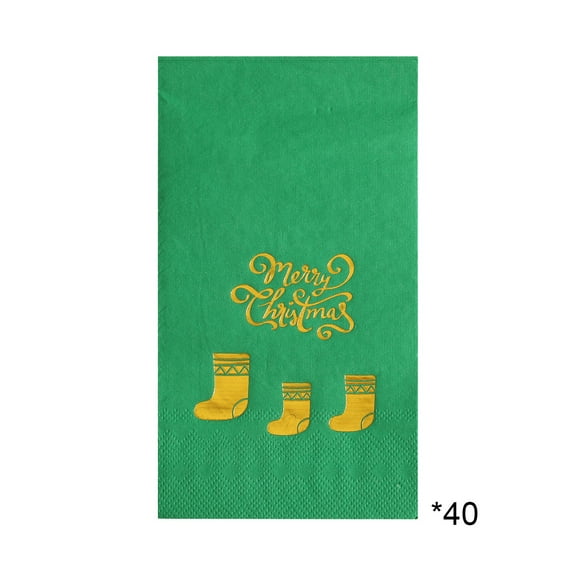Luoshdecor Christmas Napkins Disposable,40 Pcs Green Gold Foil Merry Christmas Paper Napkins for Holiday Kitchen Dinner Party 7.9x6.5 in