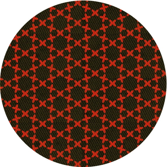 Ahgly Company Indoor Round Patterned Maroon Red Area Rugs, 6' Round