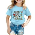 thumbnail image 1 of FhsagQ T-Shirt Décontracté Imprimé Mode Manches Courtes Col Rond Ample pour Filles, Printemps, 2T, Bleu Clair, 8-9 Ans, 1 of 4