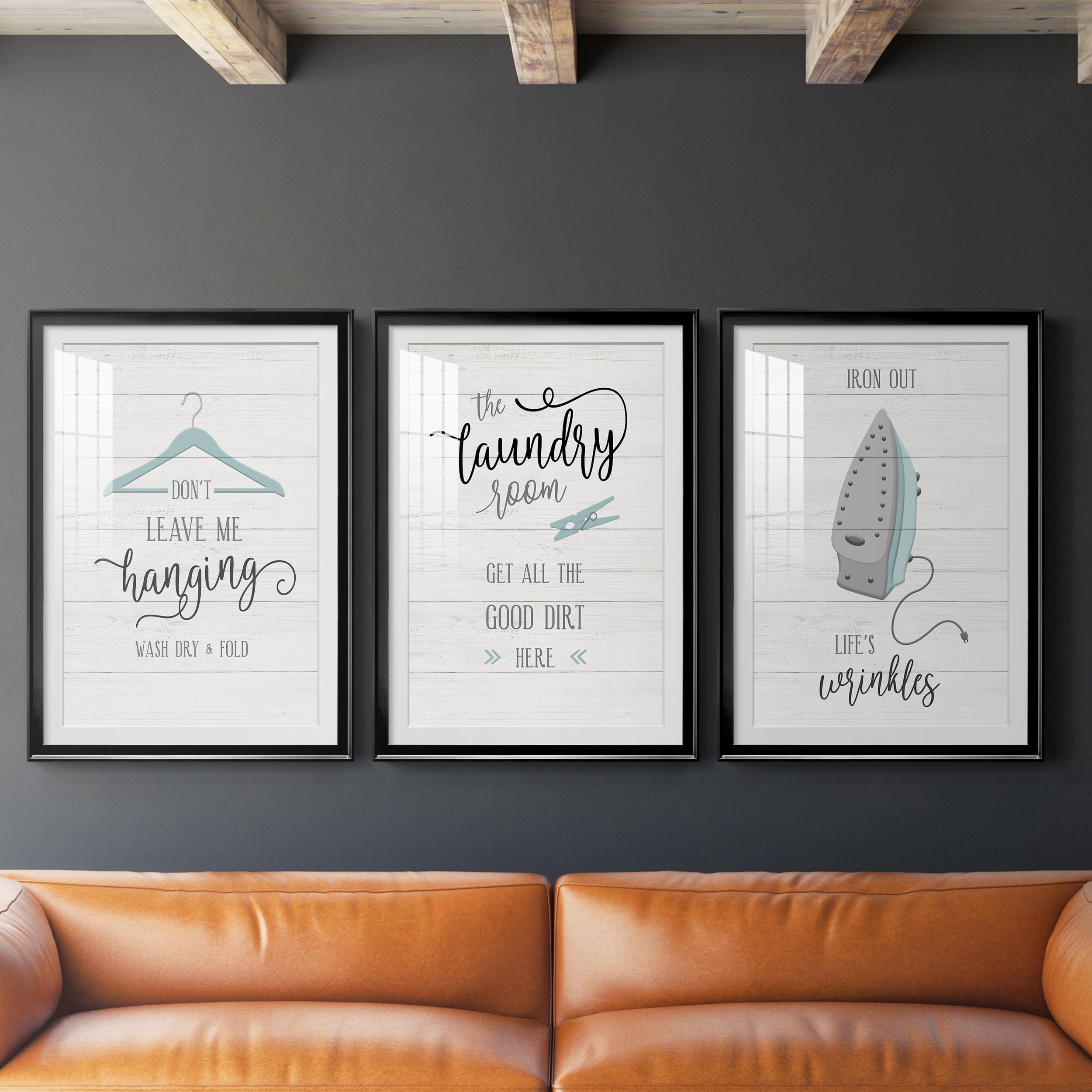 Don't Leave Premium Framed Prints Set of 3 - Ready to Hang - 26.5 x 36.5 Each - Black Frame