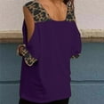 thumbnail image 4 of LoyisViDion Womans Shirts Clearance Women Casual Leopard Print Blouse Short Sleeve V-Neck Cold Shoulder Shirt Blouse Tops Purple S, 4 of 6