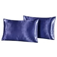 thumbnail image 3 of ANMINY Satin Pillowcase Set of 2 King Silk Bedding Pillowcases 40" x 20" Pillow Cover, Navy Blue, 3 of 6