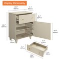 thumbnail image 3 of WAMPAT Table d'Appoint avec Tiroir, Grande Table de Canapé Moderne, Table de Chevet avec Étagère de Rangement Ajustable, Finition Texturée en Faux Lin Beige avec Porte pour Salon, 23.6x15.3x32.4, 3 of 7
