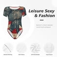 thumbnail image 6 of Uemuo Vintage American Flag Elephant Pattern Women's One Piece Short Sleeve Swimsuit Rash Guard Surfing Modest Quick-drying Swimsuit Beach Essentials-X-Large, 6 of 9