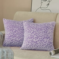 FY FIBER HOUSE Leopard Print Pillow Cover Flannel Fleece Throw Pillow Cases Covers for Couch Bed Sofa Set of 2, 16 x 16 Inch, Purple