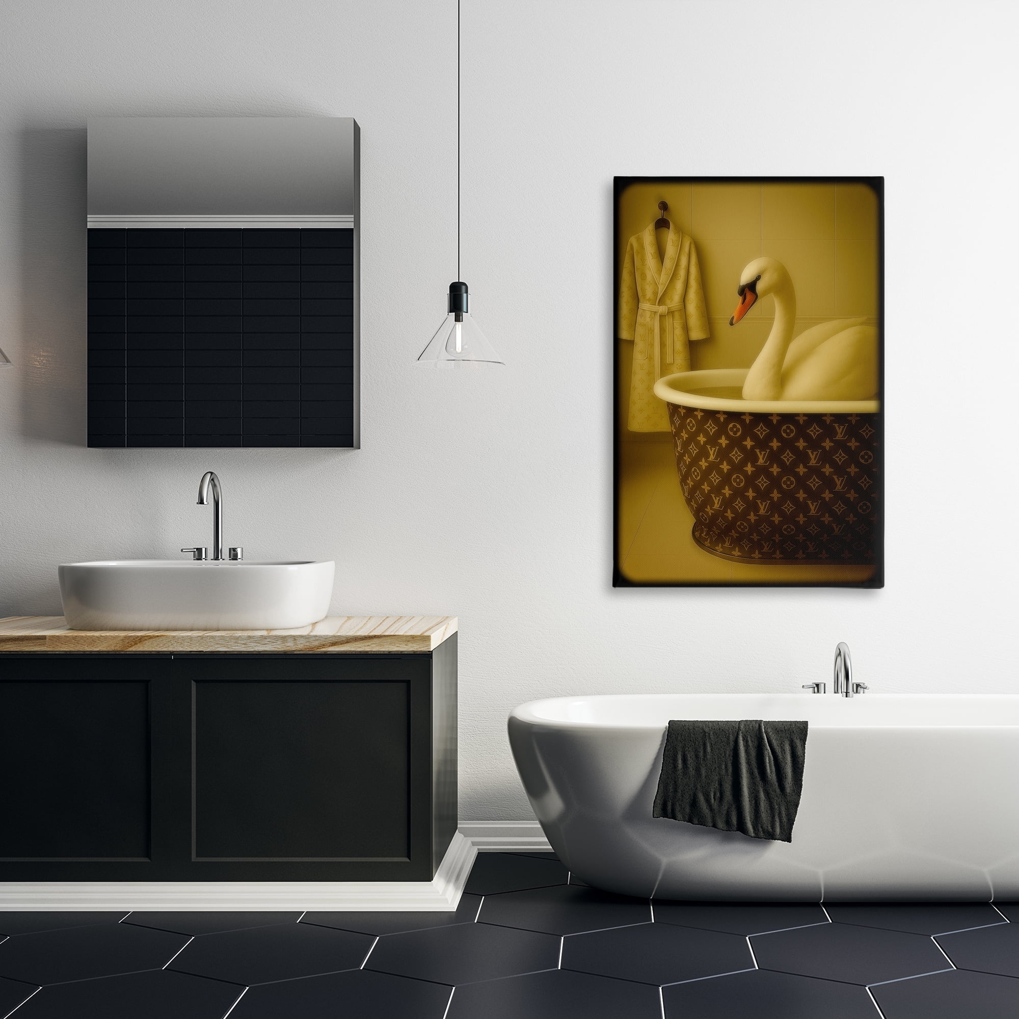 Stupell Industries Couture Swan in Luxury Tub Canvas Wall Art, design by Grotto Studios