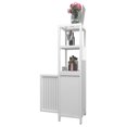 thumbnail image 3 of GZXS 52"H Narrow Bamboo Cabinet with 1 Door and 2 Open Shelves - Slim Modern Storage Tower for Bathroom, Living Room, Small Space - White, 3 of 9